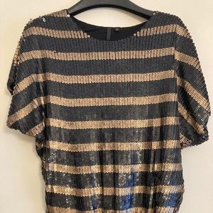 Super glam date night top with matte leather sequins